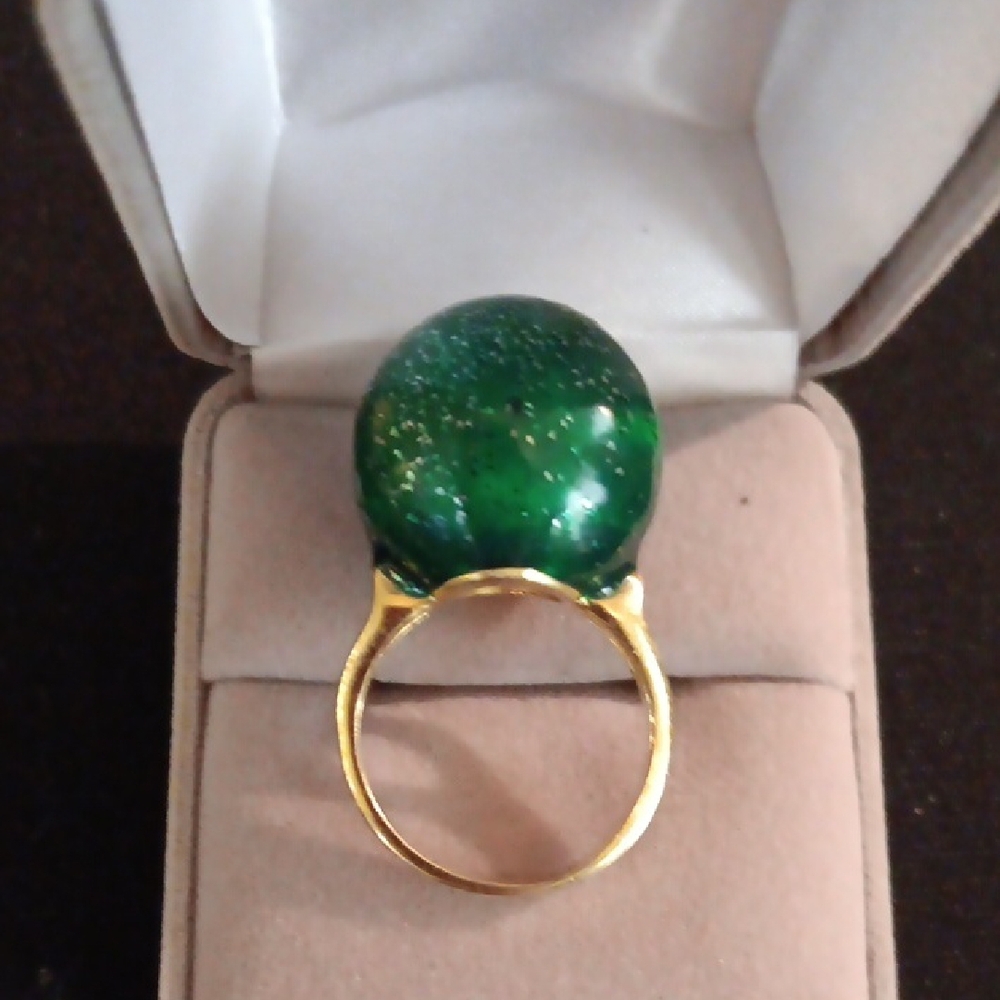 Source Unknown Green Statement Ring With Sparklin… - image 2